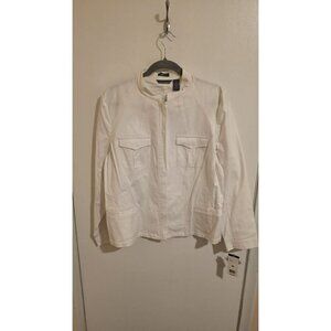 Hillard & Hanson Jacket Womens XL White Cotton Lycra NWT MSRP $42 Preppy